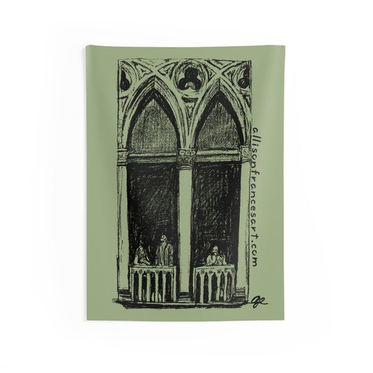 Courtyard Sketch Indoor Wall Tapestry