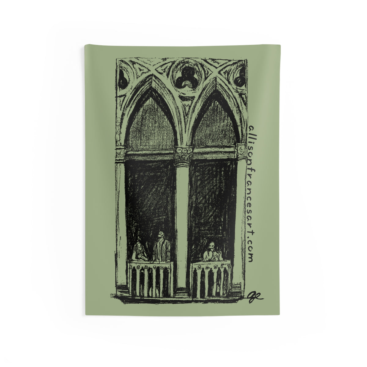 Courtyard Sketch Wall Tapestry