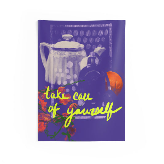 Take Care/ Spill Your Tea Indoor Wall Tapestry